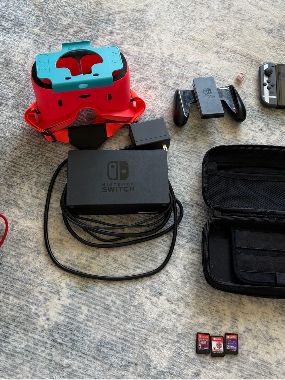 Nintendo Red and Teal VR Headset with Switch Dock and Accessories